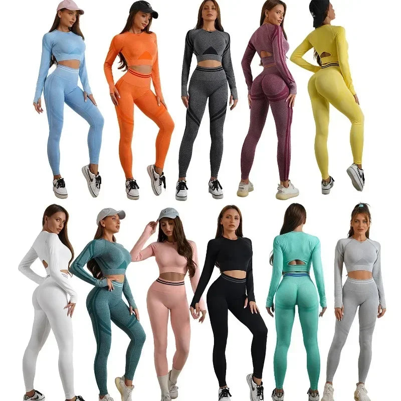 Women's 2-Piece Gym Set - Crop Top & Scrunch Leggings