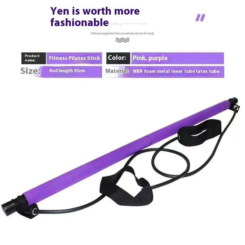 Pilates Stick - Adjustable Fitness Bar with Resistance Bands