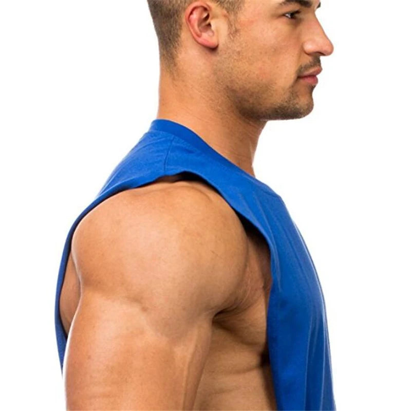 Men's Cut-Off Tank Top - Dropped Armholes Gym Vest