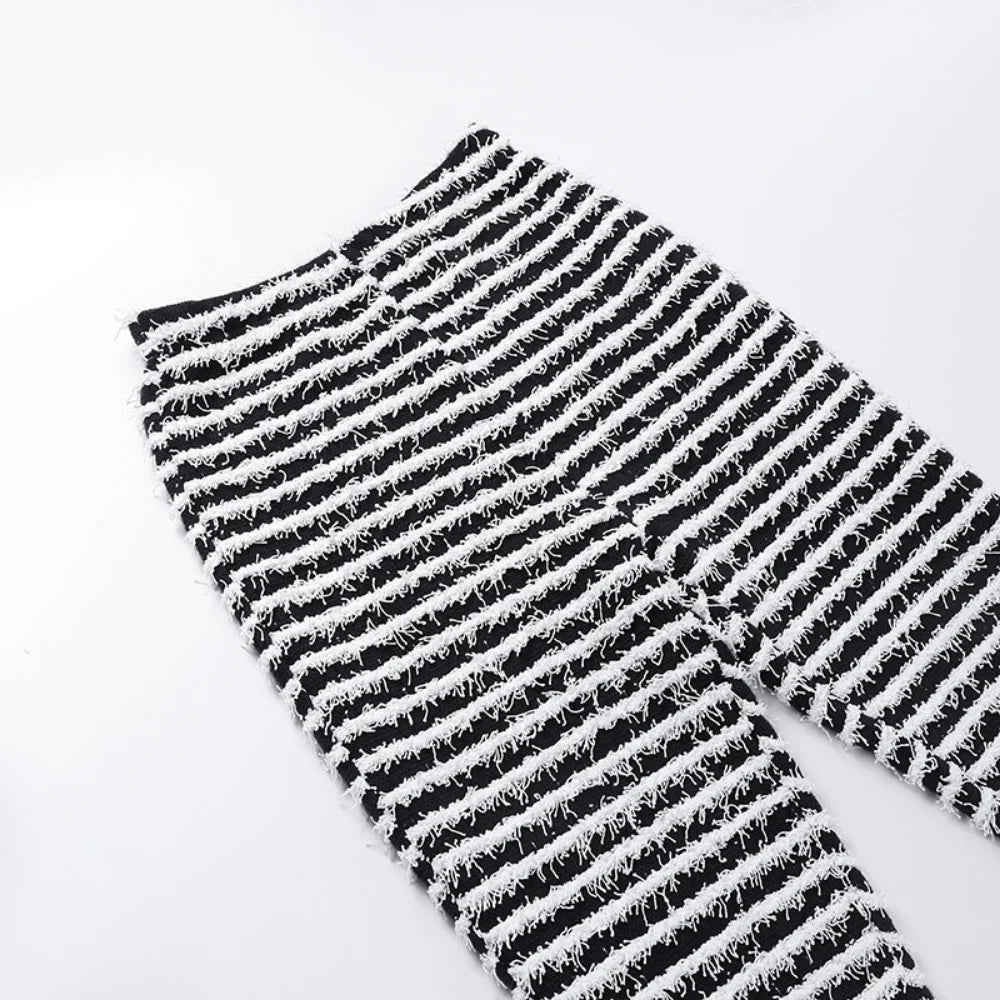Color Block Stripe Pants - High Waist Loose Sweatpants