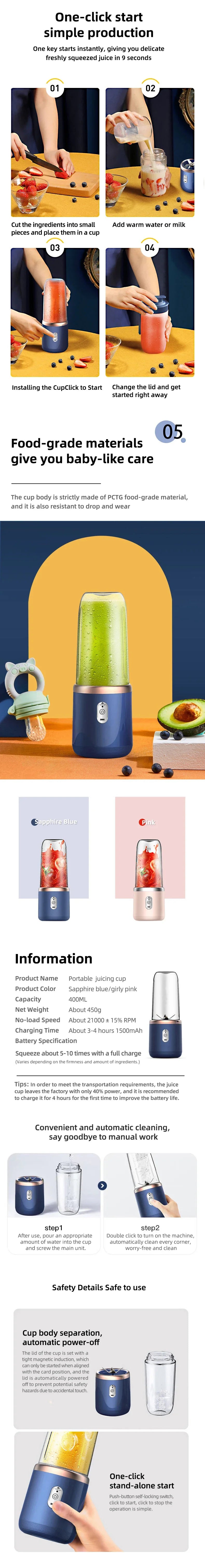 Portable Electric Blender Bottle