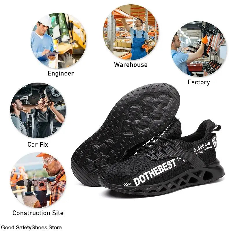 Lightweight Steel Toe Work Shoes with Breathable Safety Design