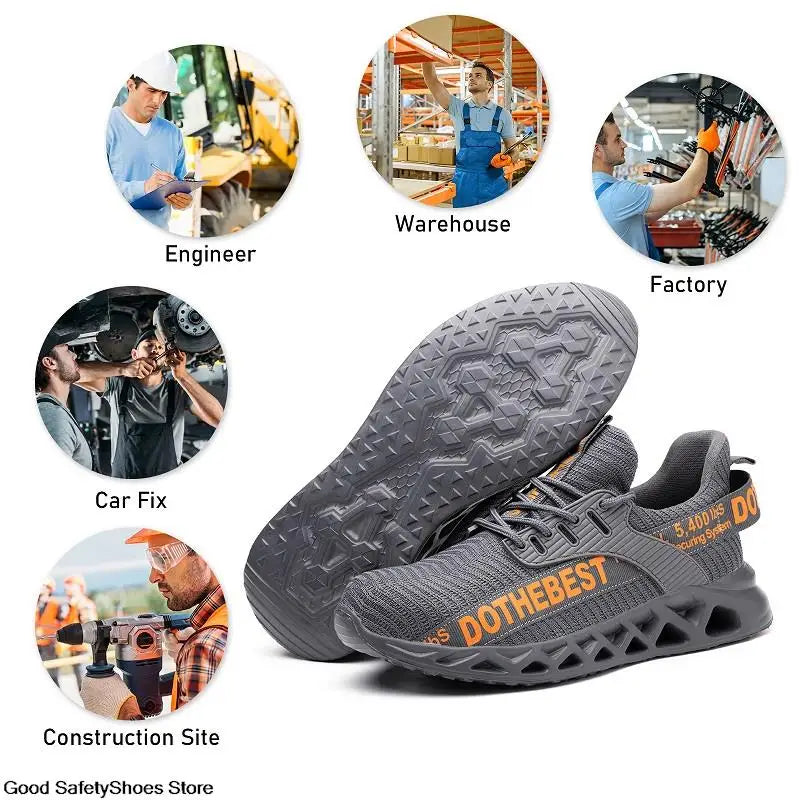Lightweight Steel Toe Work Shoes with Breathable Safety Design