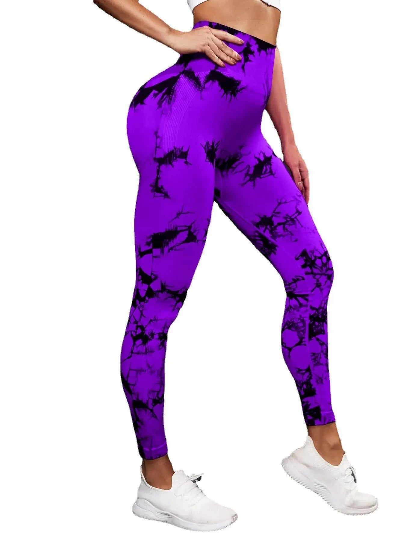 Tie Dye Yoga Pants - Seamless High Waist Push-Up Leggings