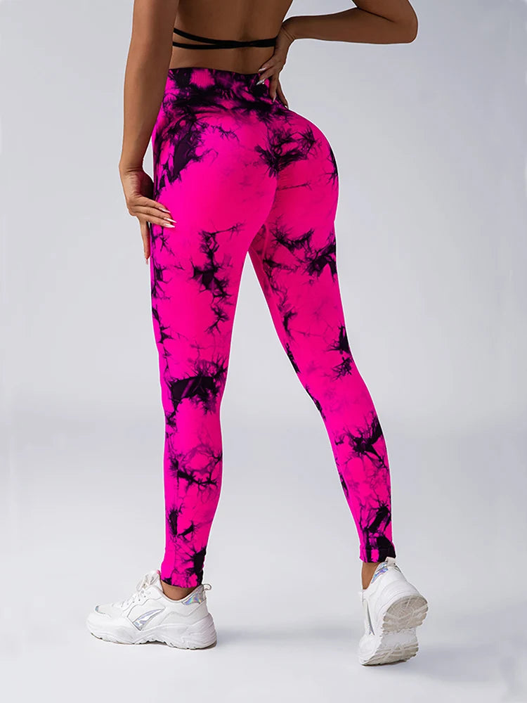 Women's Tie Dye Leggings - High Waist Tummy Control Push-Up