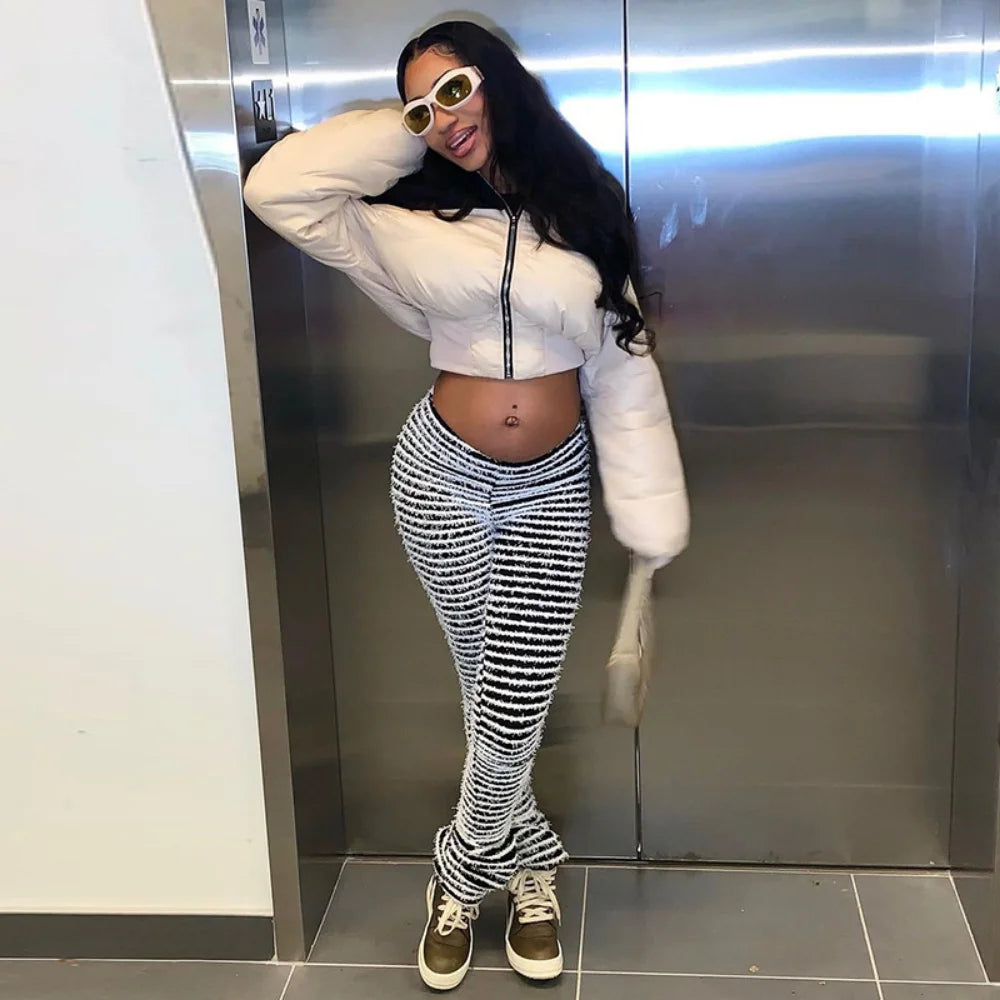 Color Block Stripe Pants - High Waist Loose Sweatpants
