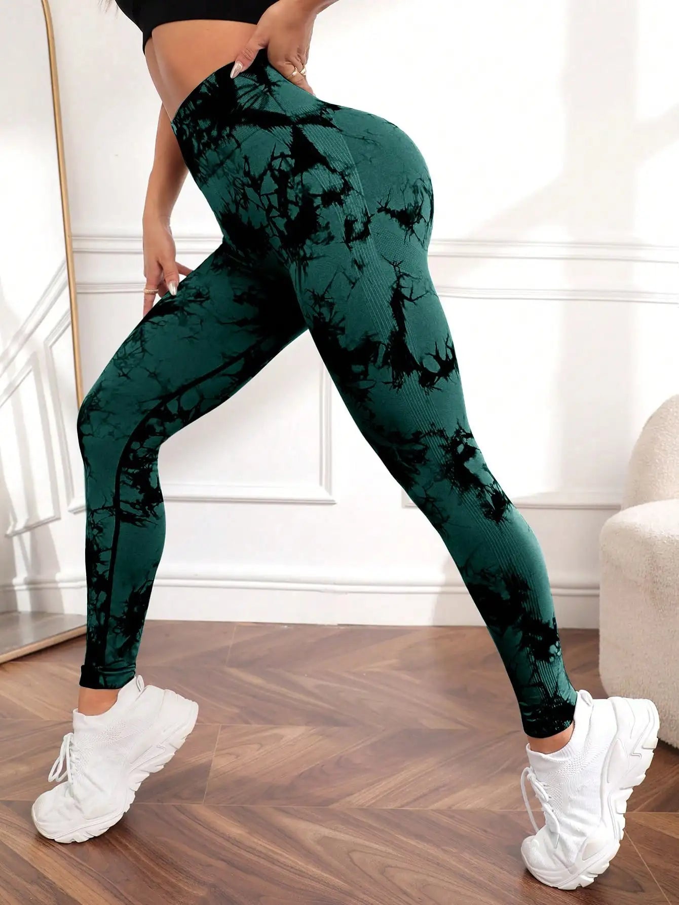 Tie Dye Yoga Pants - Seamless High Waist Push-Up Leggings