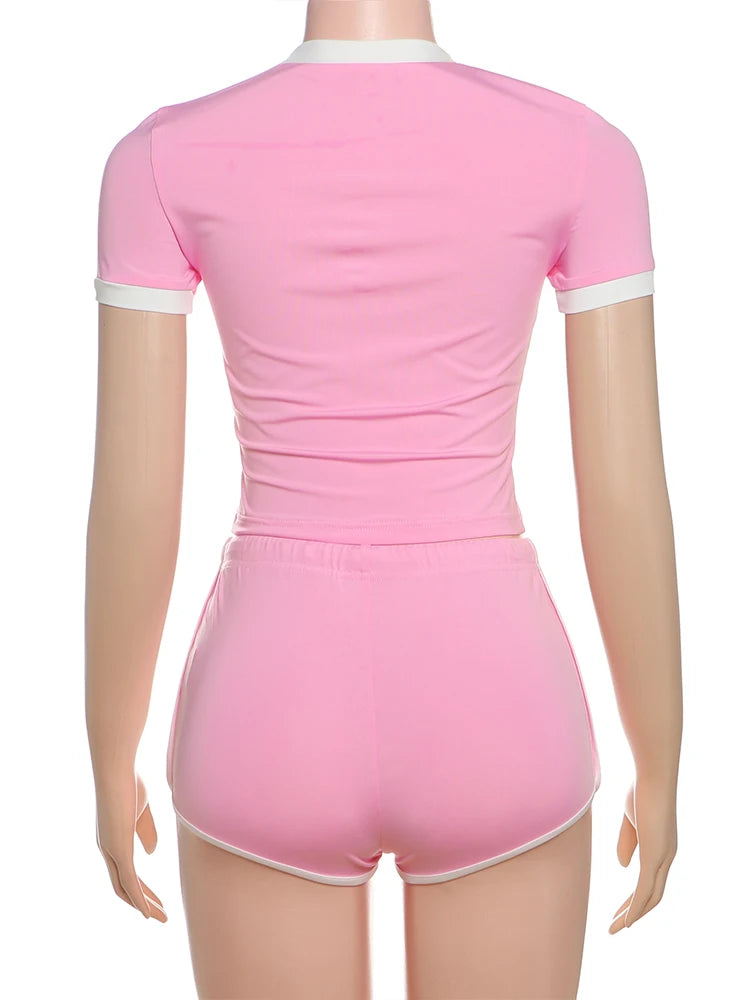 Women's 2-Piece Matching Set - Crop Top & Biker Shorts