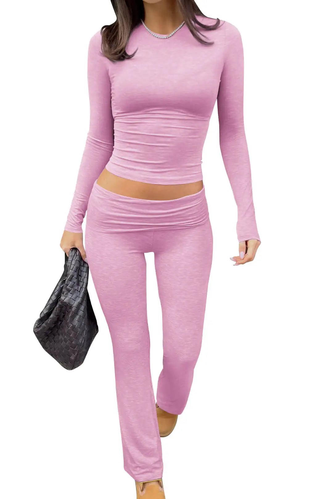 Women's Yoga Set - Long Sleeve Top & Wide Leg Pants