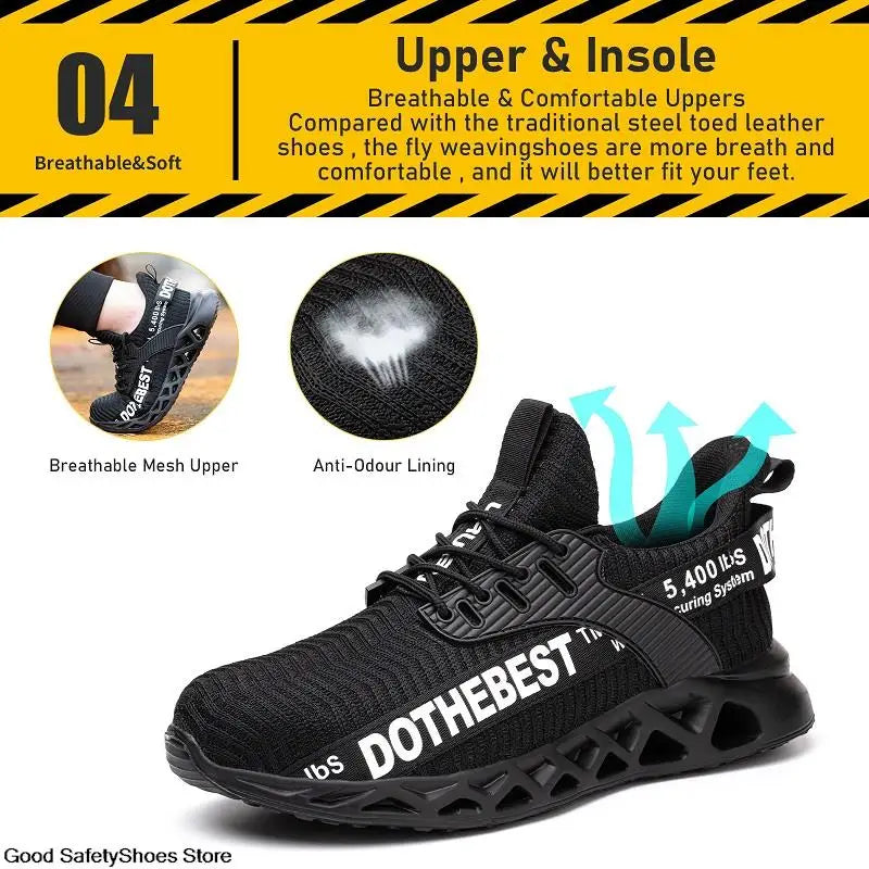 Lightweight Steel Toe Work Shoes with Breathable Safety Design