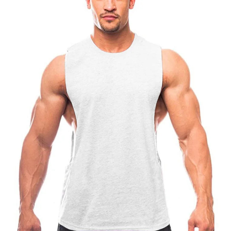 Men's Cut-Off Tank Top - Dropped Armholes Gym Vest