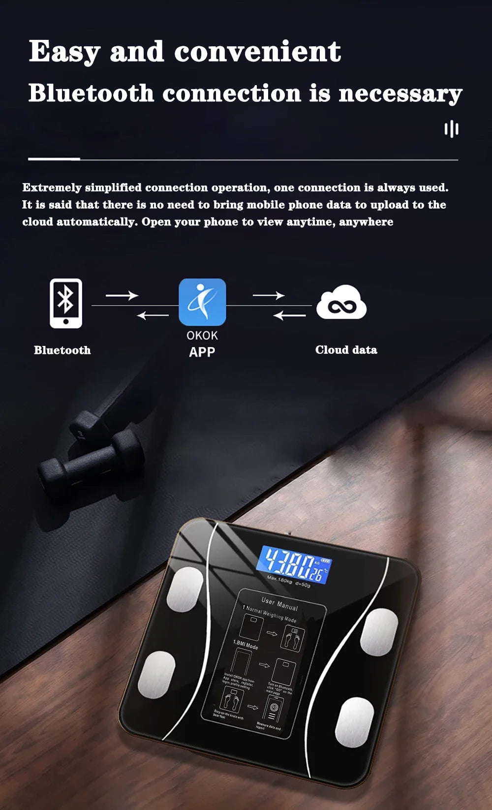 Smart Body Fat Scale - Bluetooth Digital Weight Scale