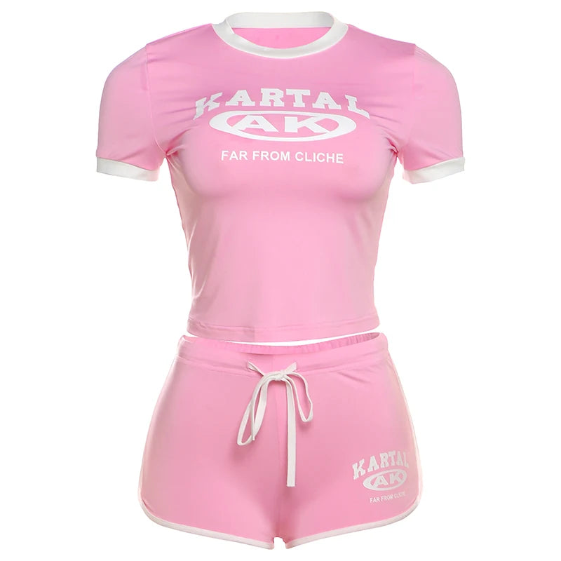 Women's 2-Piece Matching Set - Crop Top & Biker Shorts