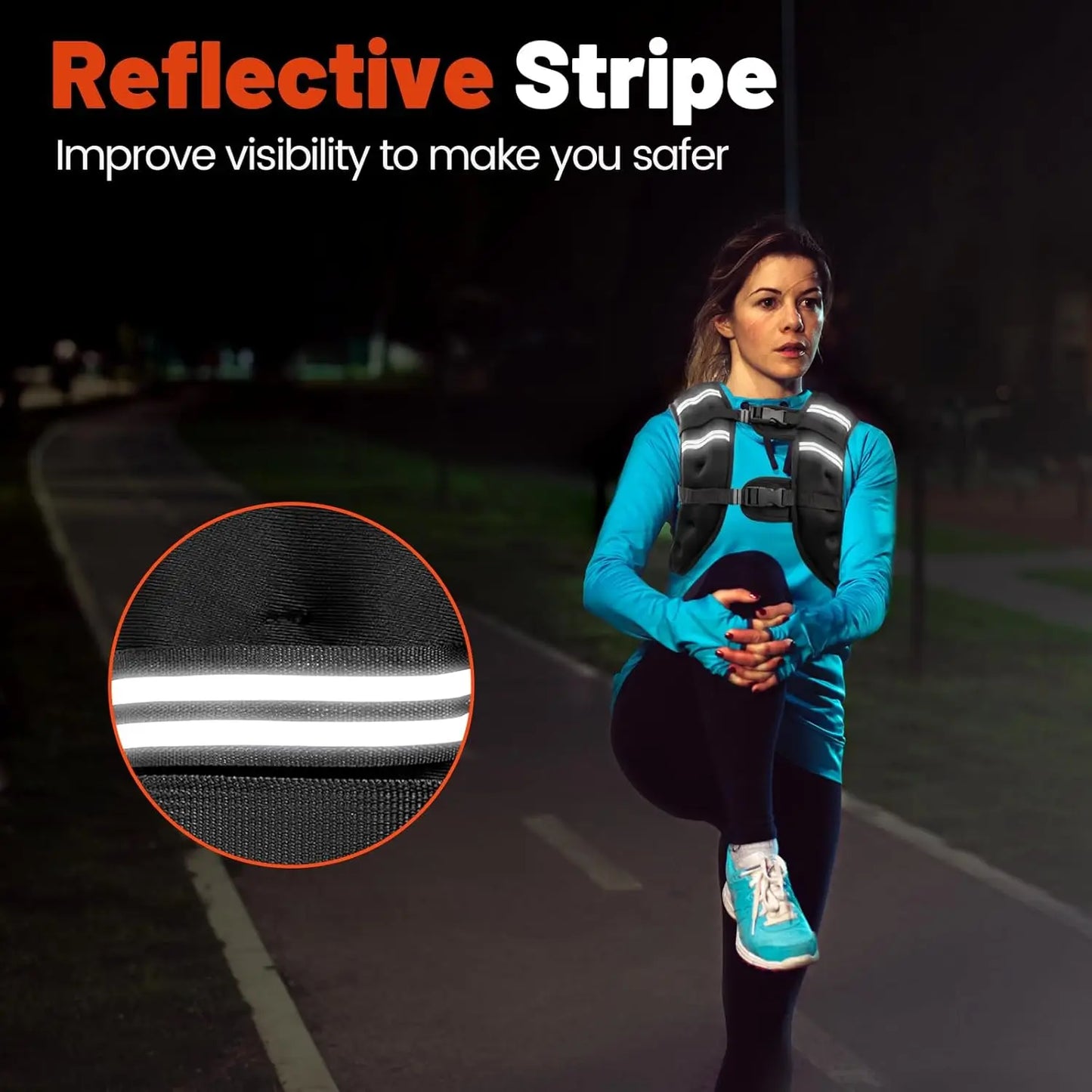 Weighted Vest - Reflective Stripes for Workout & Running