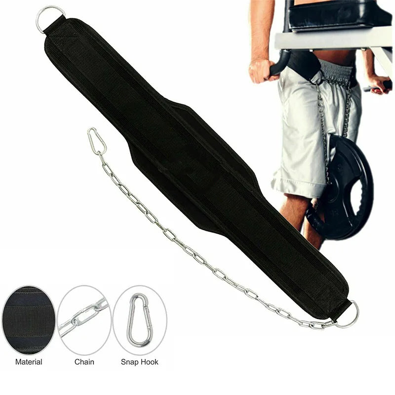 Weight Lifting Dip Belt - Neoprene Gym Belt with Chain