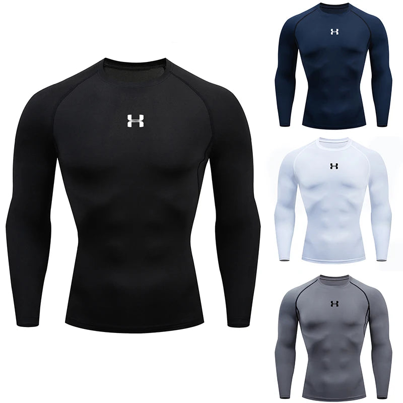 Men's Athletic Compression Shirt - Long Sleeve Running Top