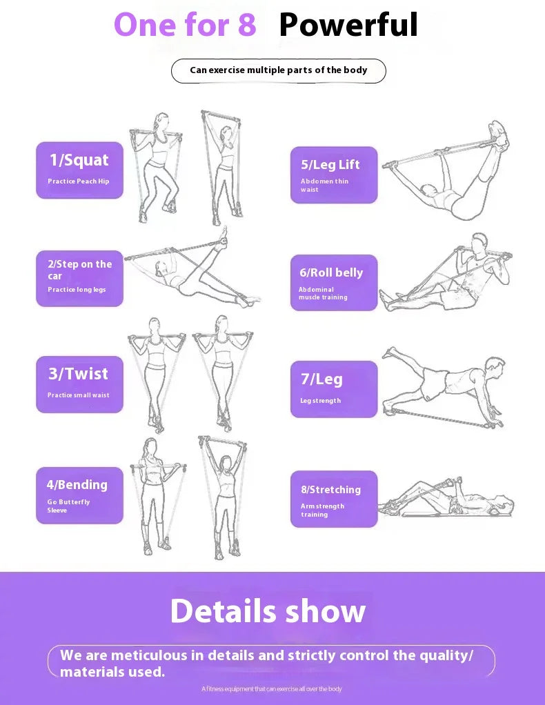 Pilates Stick - Adjustable Fitness Bar with Resistance Bands