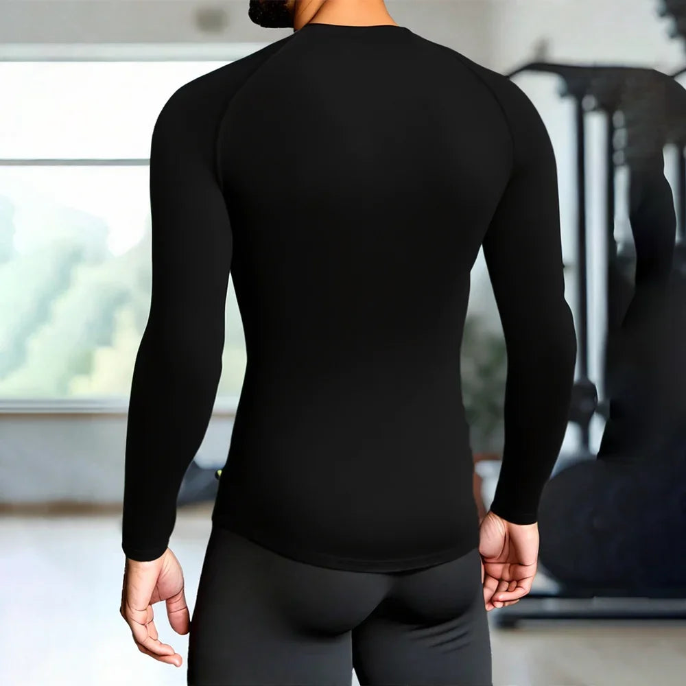 Men's Black Compression Long Sleeve Shirt - Quick Dry Base Layer