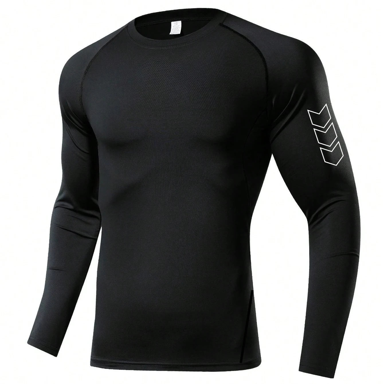 Men's Black Compression Long Sleeve Shirt - Quick Dry Base Layer