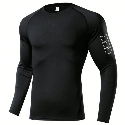 Men's Black Compression Long Sleeve Shirt - Quick Dry Base Layer
