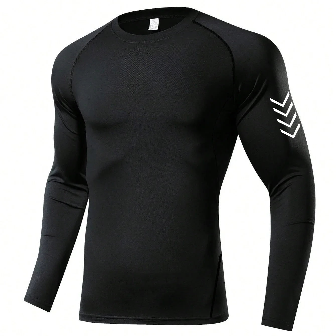 Men's Black Compression Long Sleeve Shirt - Quick Dry Base Layer