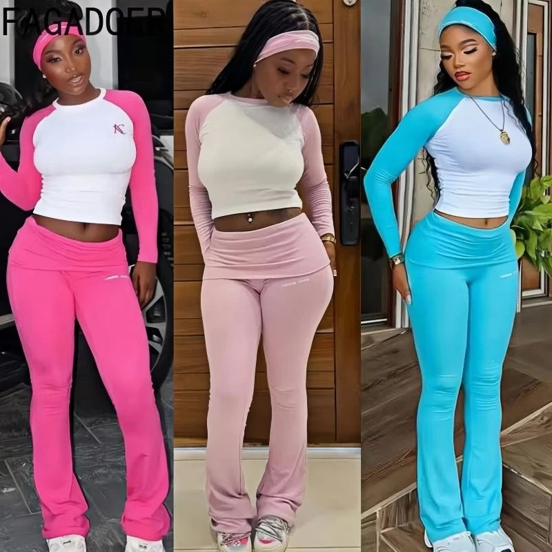 Women's 2-Piece Tracksuit - Long Sleeve T-Shirt & Pants Set