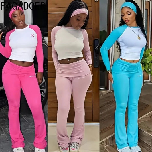 Women's 2-Piece Tracksuit - Long Sleeve T-Shirt & Pants Set