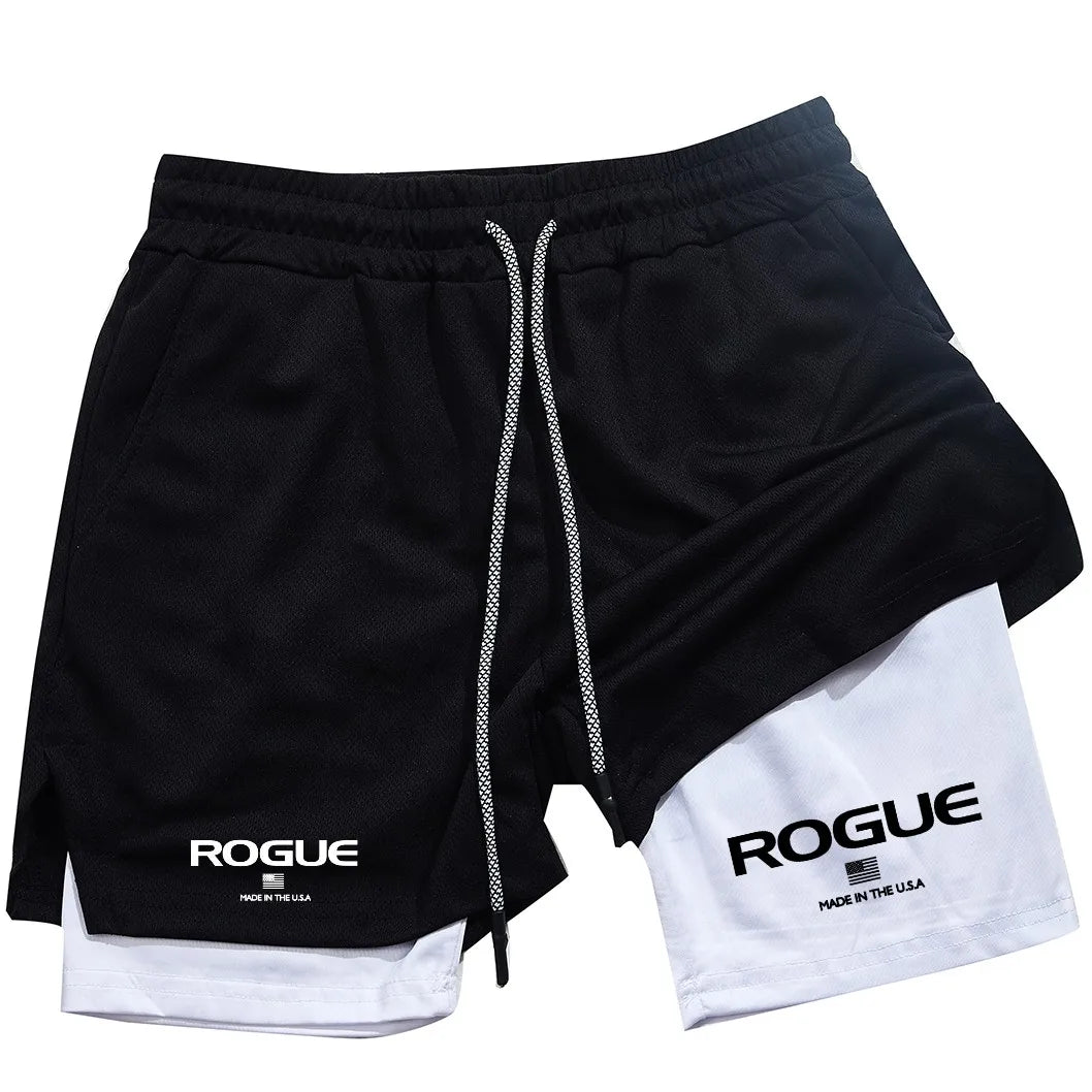 Men's 2-in-1 Sports Shorts - Double-Layer Gym Shorts