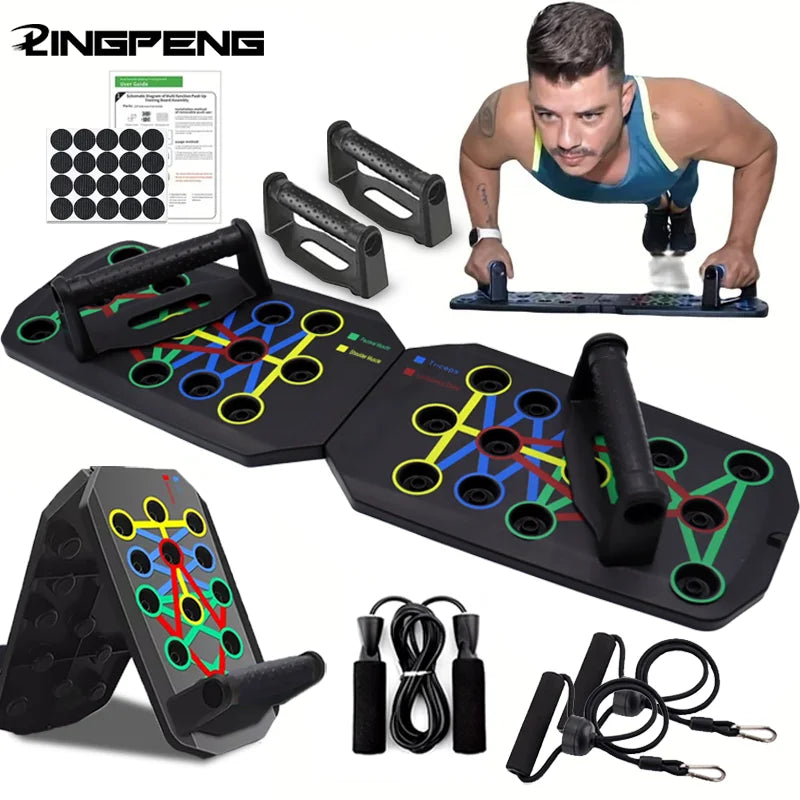 Push-Up Board Set with Handles — Foldable Multifunctional Fitness Trainer for Chest, Arms, Back & Abs