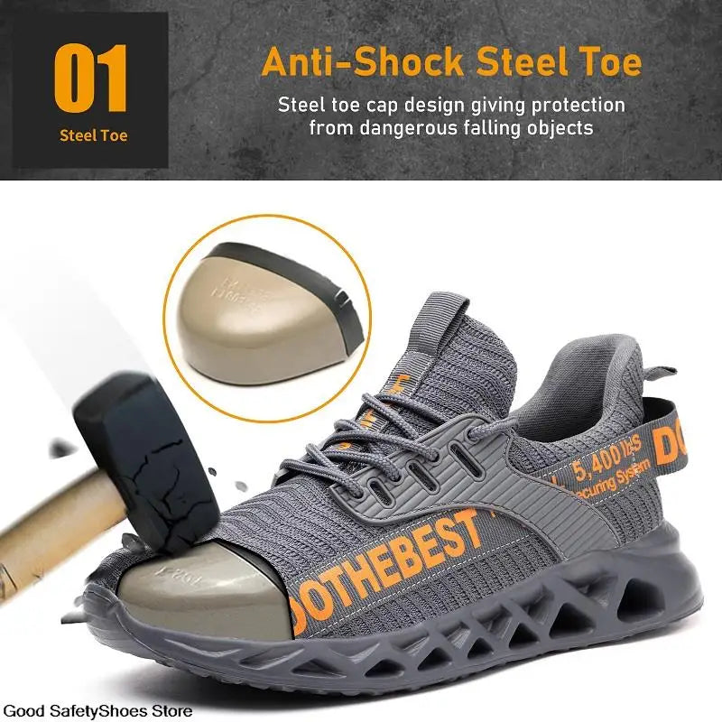 Lightweight Steel Toe Work Shoes with Breathable Safety Design