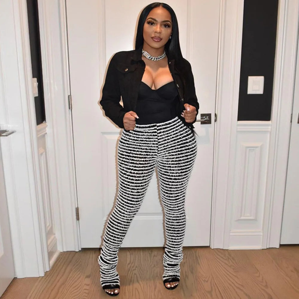 Color Block Stripe Pants - High Waist Loose Sweatpants