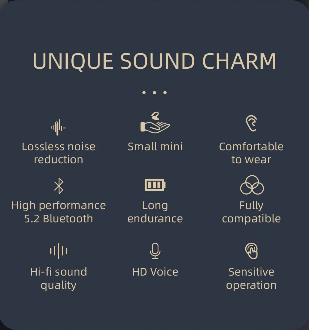 Bluetooth 5.2 Wireless Earphones - Waterproof HiFi Stereo Earbuds with Mic