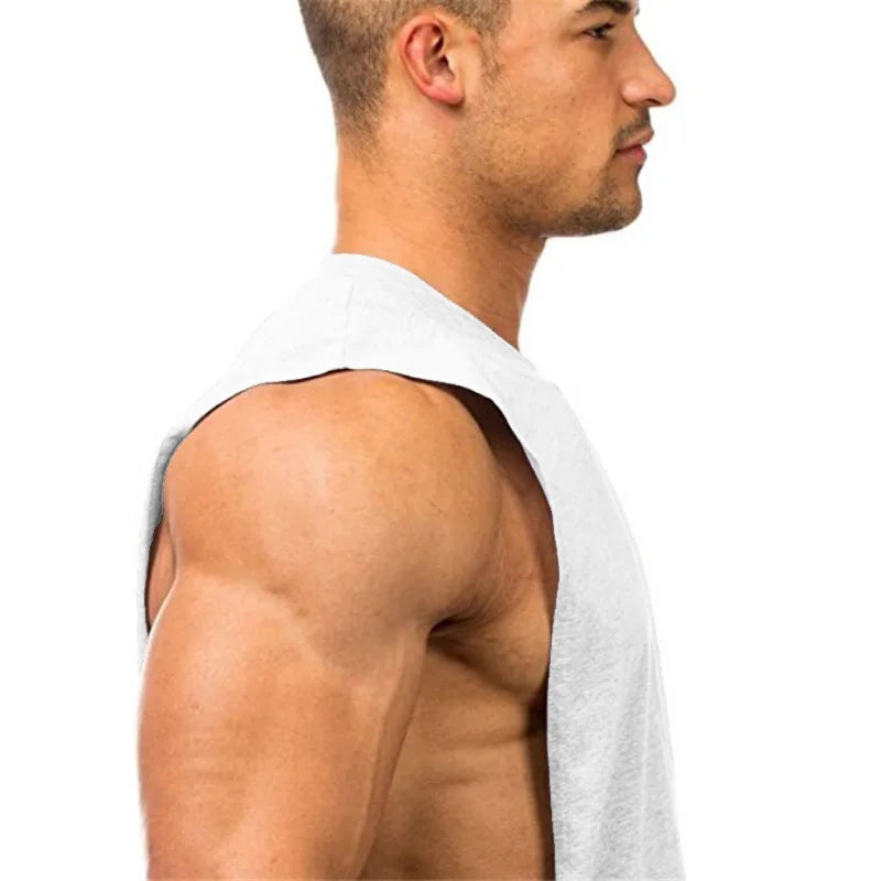 Men's Cut-Off Tank Top - Dropped Armholes Gym Vest