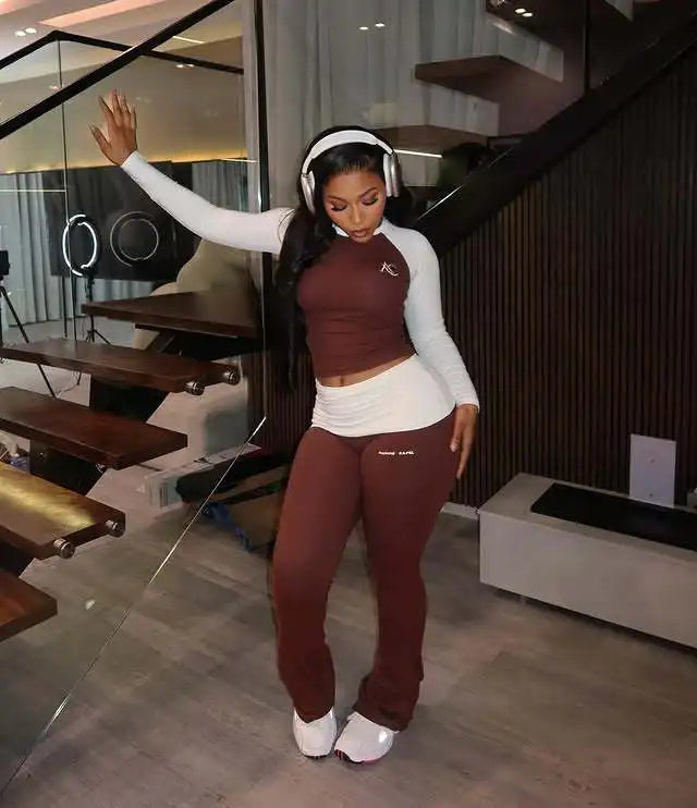 Women's 2-Piece Tracksuit - Long Sleeve T-Shirt & Pants Set