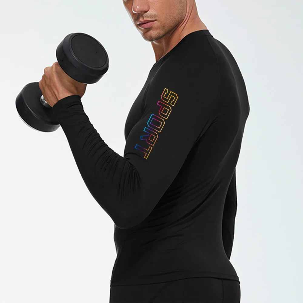 Men's Black Compression Long Sleeve Shirt - Quick Dry Base Layer