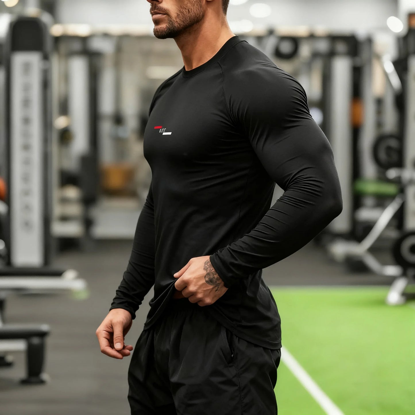 Men's Quick Dry Compression T-Shirt - Long Sleeve Gym Top