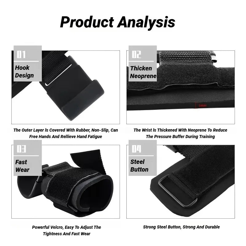 Weight Lifting Hooks - Non-Slip Deadlift Straps Pair