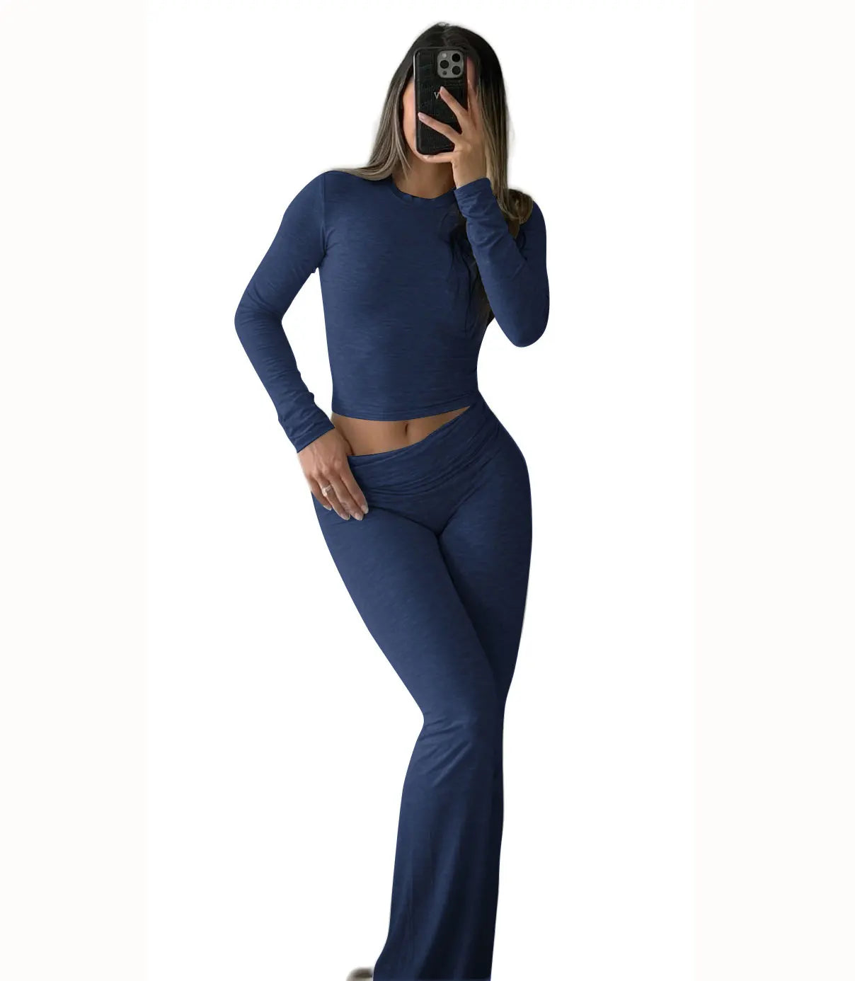 Women's Yoga Set - Long Sleeve Top & Wide Leg Pants