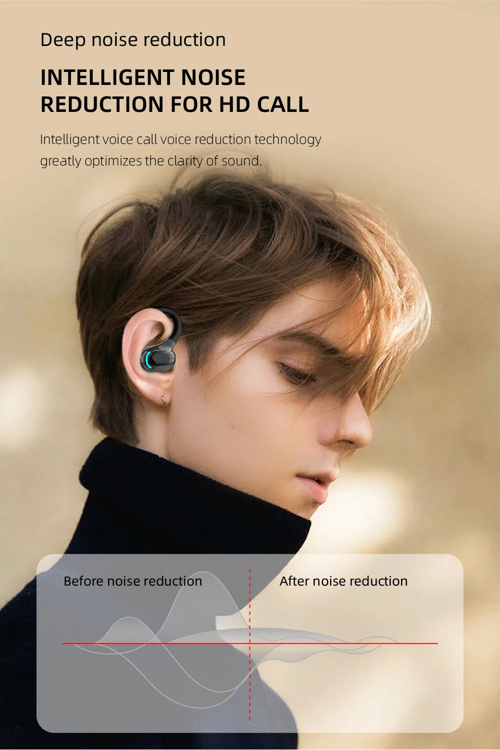 Bluetooth 5.2 Wireless Earphones - Waterproof HiFi Stereo Earbuds with Mic