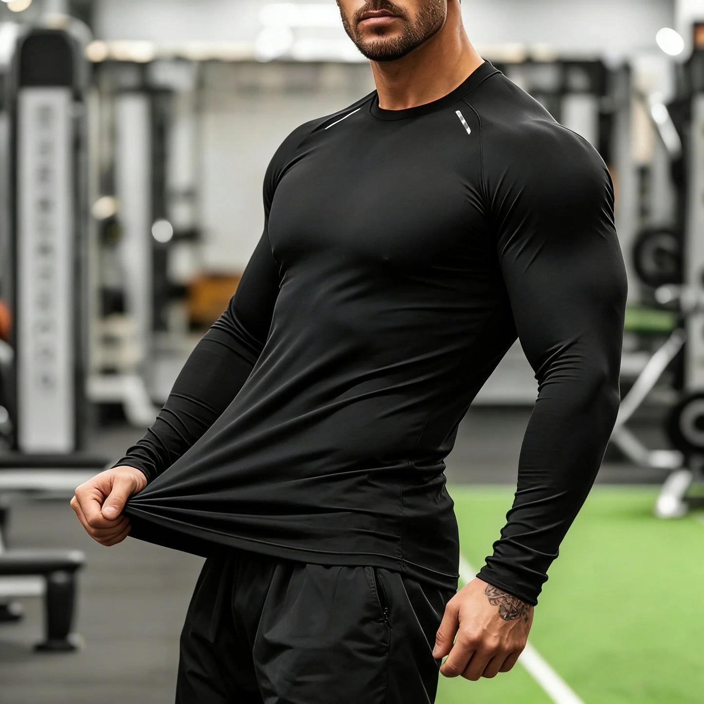 Men's Compression Long Sleeve Shirt - Quick Dry Gym Workout Bodybuilding Top