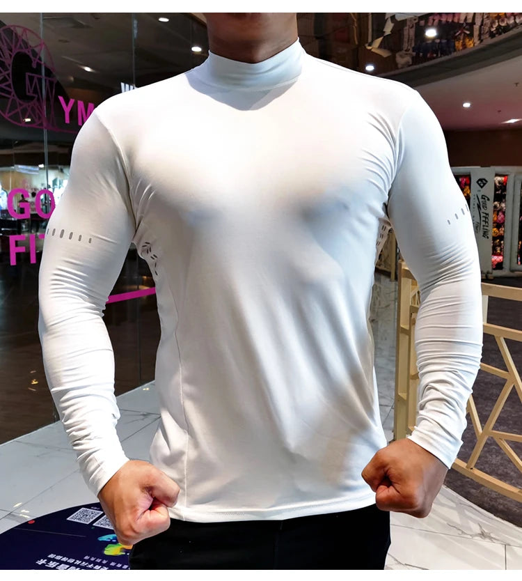 Men’s High Collar Compression Shirt for Running & Training