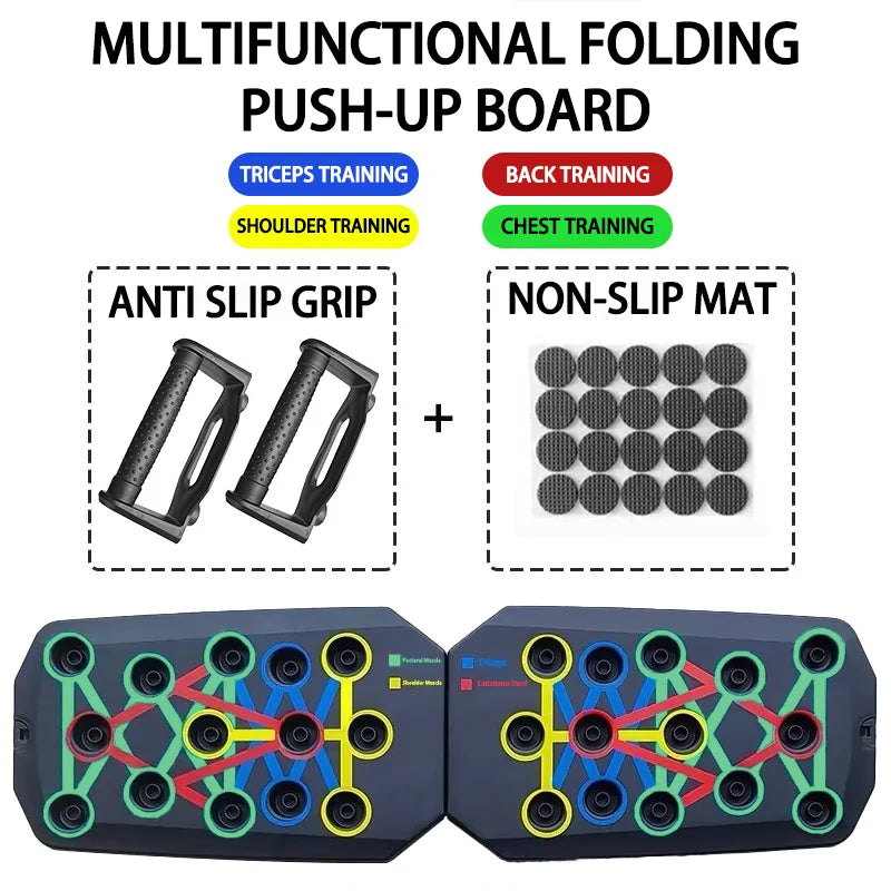 Push-Up Board Set with Handles — Foldable Multifunctional Fitness Trainer for Chest, Arms, Back & Abs