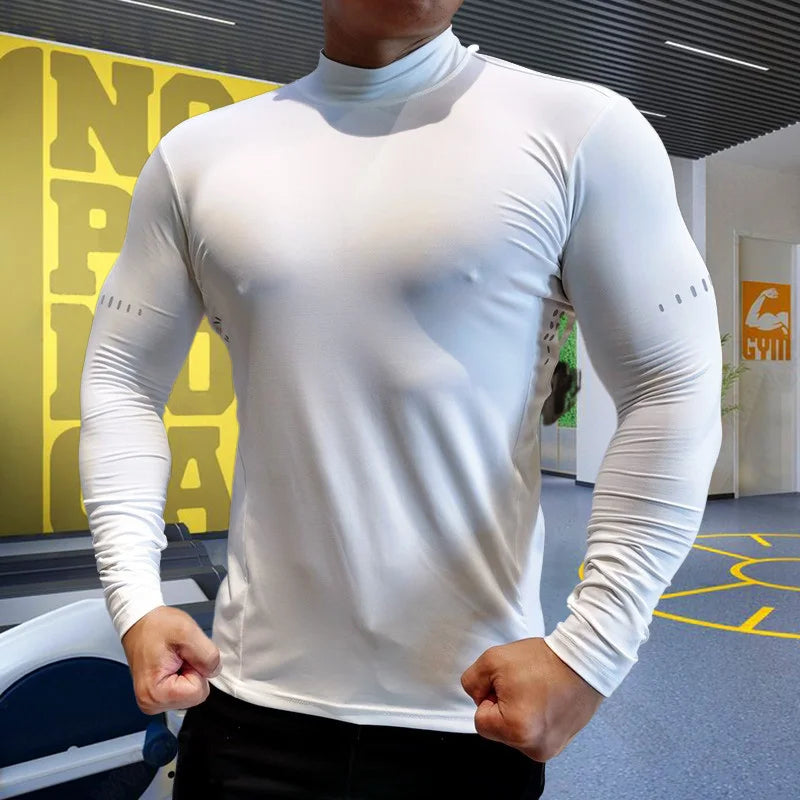 Men’s High Collar Compression Shirt for Running & Training