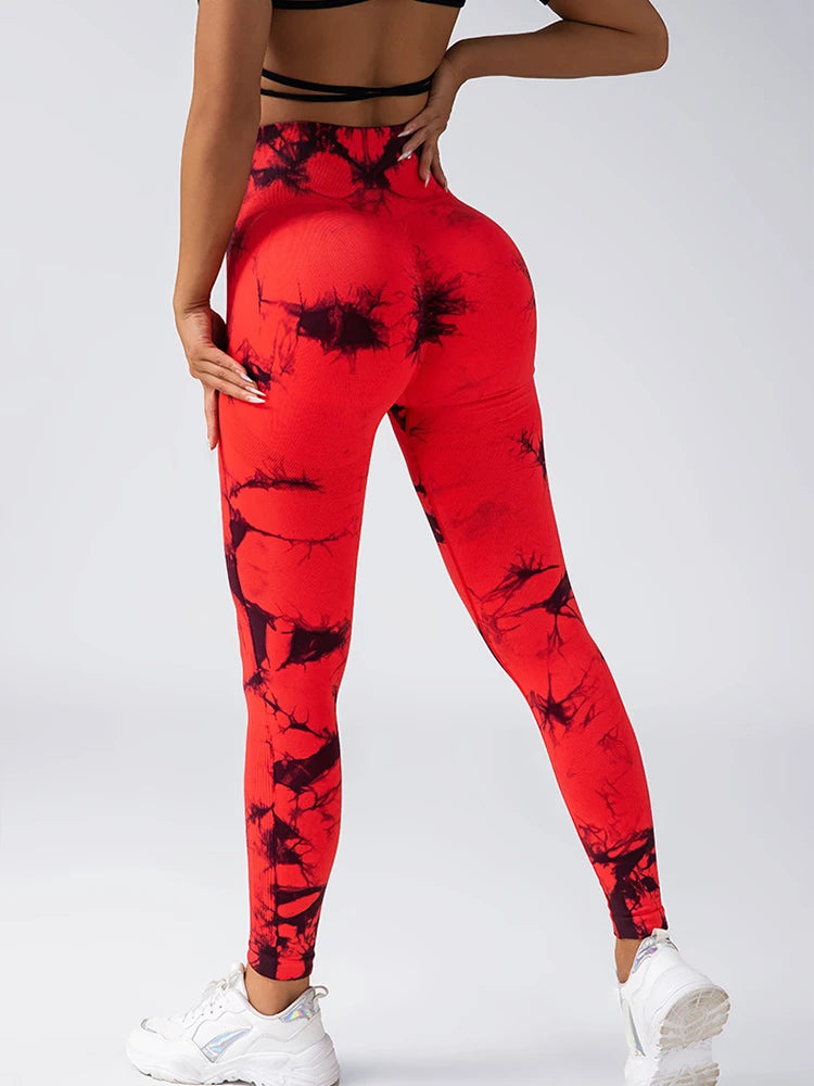 Women's Tie Dye Leggings - High Waist Tummy Control Push-Up