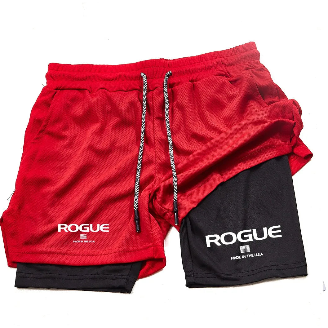 Men's 2-in-1 Sports Shorts - Double-Layer Gym Shorts