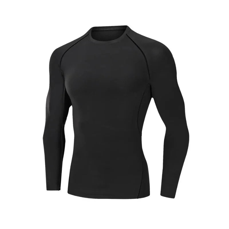 Men's Black Compression Long Sleeve Shirt - Quick Dry Base Layer