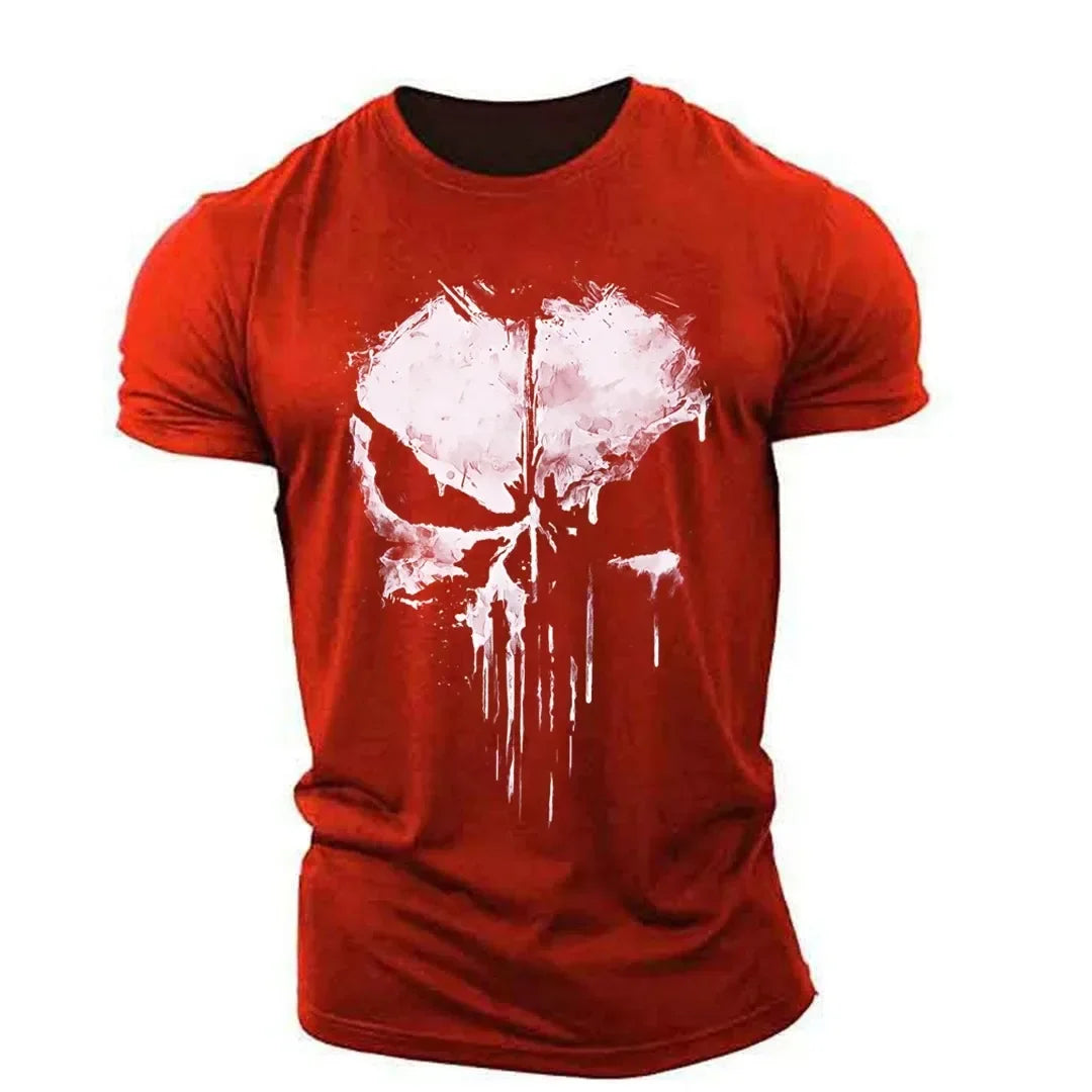 Men's Skull Print T-Shirt - 100% Cotton Oversized Tee