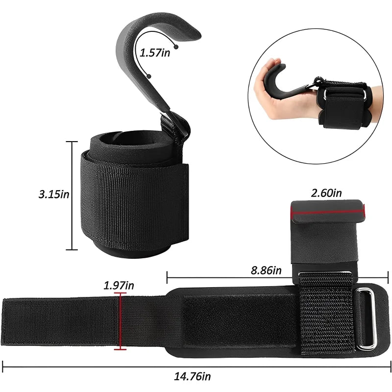 Weight Lifting Hooks - Non-Slip Deadlift Straps Pair