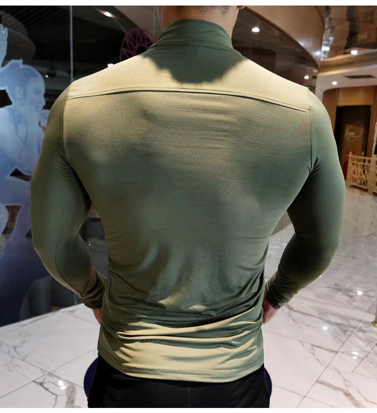 Men’s High Collar Compression Shirt for Running & Training