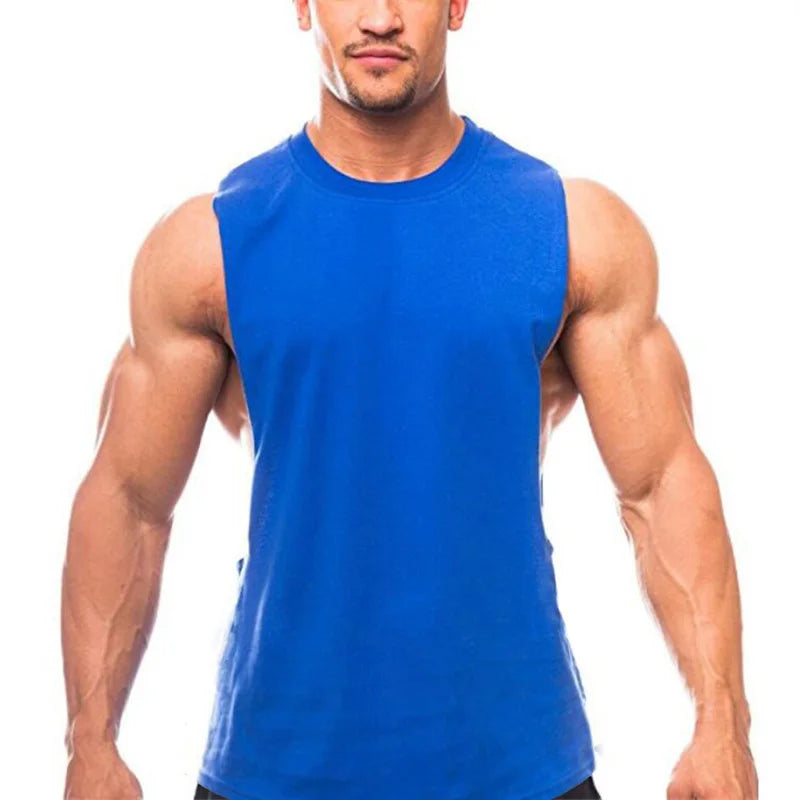 Men's Cut-Off Tank Top - Dropped Armholes Gym Vest